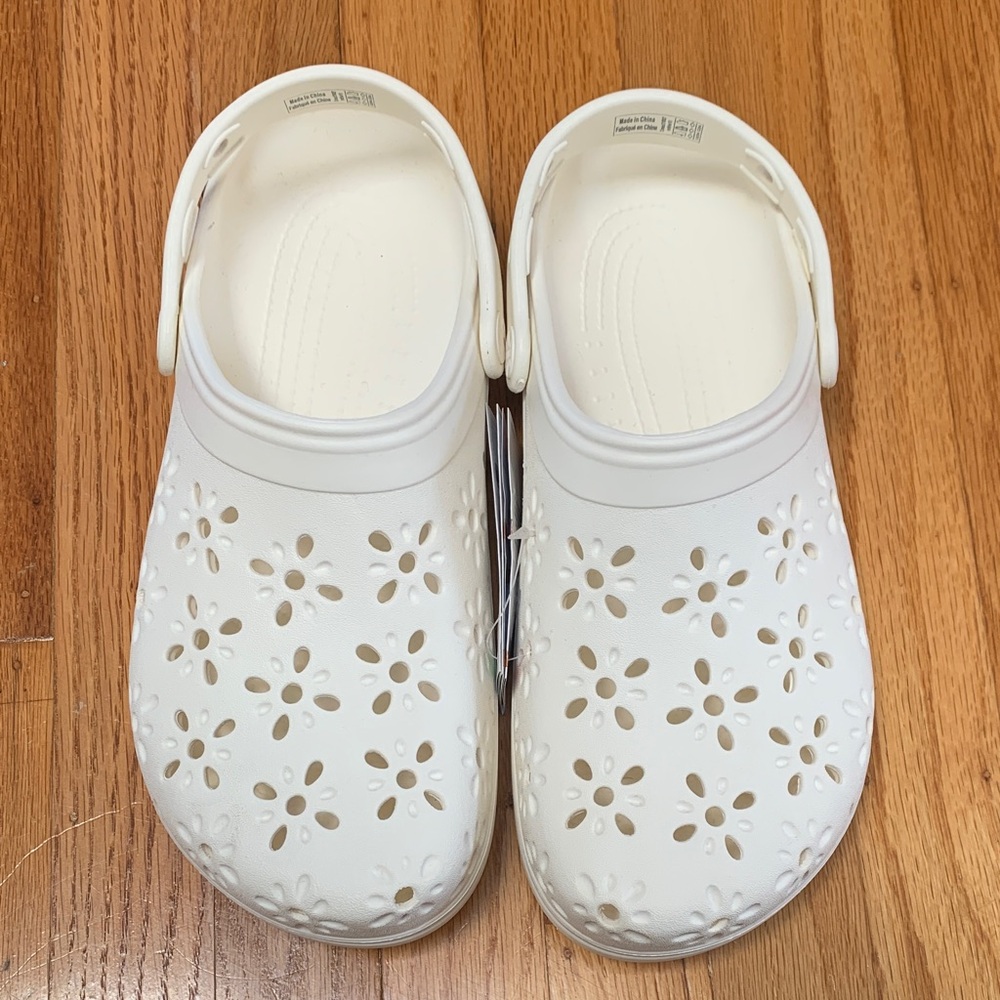 Crocs classic floral cut out clogs! NWT